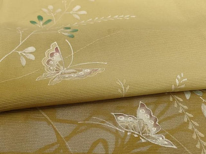平和屋着物＊夏物　訪問着　絽　手描き　花蝶文　暈し染め　銀彩　正絹　逸品　AABI4755jd