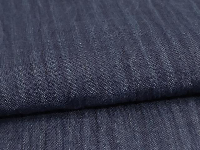 平和屋着物＊夏物　本場小千谷ちぢみ　縞　縮屋作　反端付き　麻　逸品　AABI4762jd