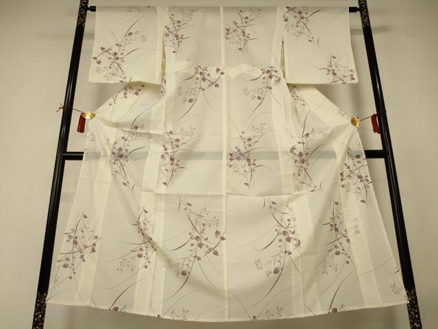 平和屋着物＊夏物 小紋 絽 手描き 草花文 正絹 逸品 AABI4764jd