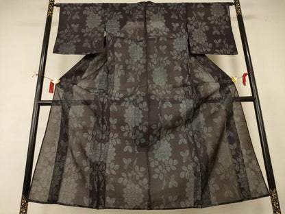 平和屋着物＊夏物 紗紬 草花文 正絹 逸品 AABI4766jd