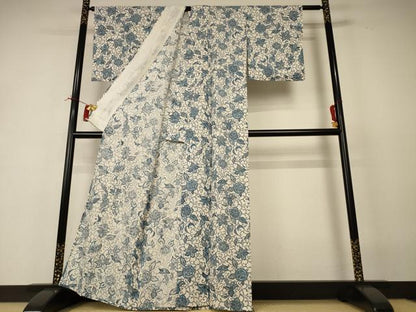 平和屋着物＊夏物 小紋 絽 花唐草文 正絹 逸品 AABI4773jd