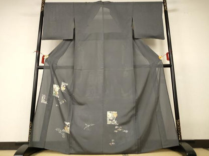 平和屋着物＊夏物 訪問着 絽 流水草花文 金彩 正絹 逸品 AABI4781jd