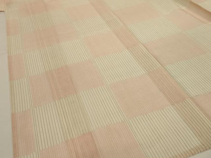 平和屋着物＊夏物 小紋 紗 市松文様 高島屋扱い 正絹 逸品 AABI4783jd