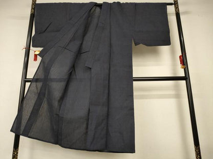 平和屋着物＊夏物 男性 小千谷ちぢみ 色無地 蝋色 麻 逸品 AABI4786jd