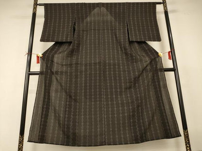 平和屋着物＊夏物 紗紬 幾何学文様 正絹 逸品 AABI4788jd