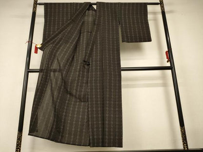 平和屋着物＊夏物 紗紬 幾何学文様 正絹 逸品 AABI4788jd