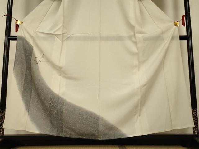 平和屋着物＊夏物 訪問着 絽 刺繍 草花文 暈し染め 正絹 逸品 AABI4789jd