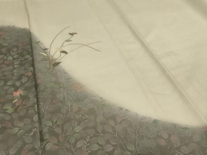 平和屋着物＊夏物 訪問着 絽 刺繍 草花文 暈し染め 正絹 逸品 AABI4789jd