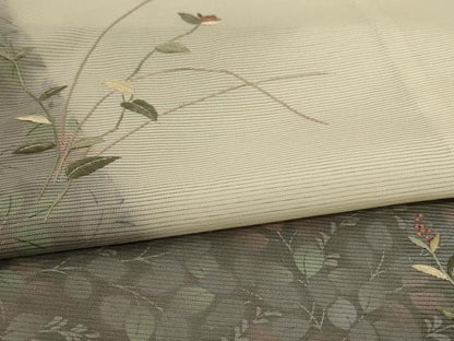平和屋着物＊夏物 訪問着 絽 刺繍 草花文 暈し染め 正絹 逸品 AABI4789jd