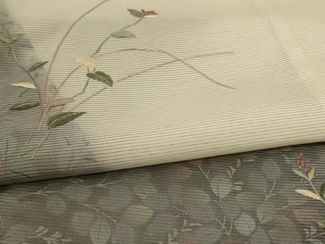 平和屋着物＊夏物 訪問着 絽 刺繍 草花文 暈し染め 正絹 逸品 AABI4789jd