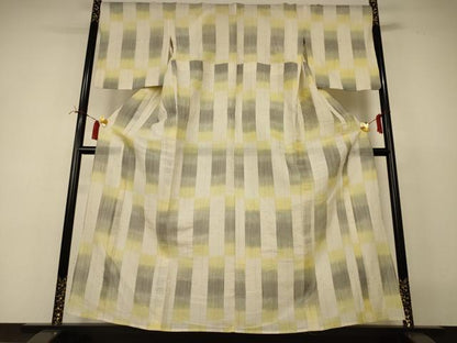 平和屋着物＊夏物　紗紬　間道　正絹　逸品　AABI4790jd