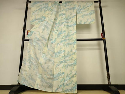 平和屋着物＊夏物 小紋 紗 地紙笹文 AABI4795jd
