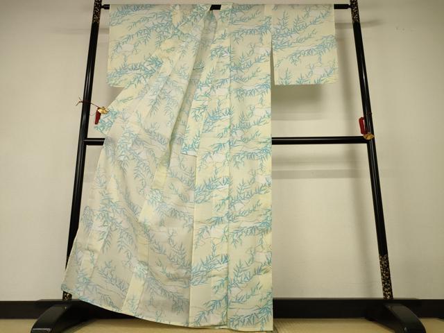 平和屋着物＊夏物 小紋 紗 地紙笹文 AABI4795jd