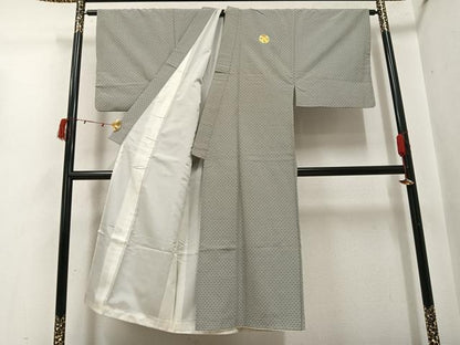 平和屋着物●男性　色紋付・羽織セット　青海波　正絹　逸品　AABI4805ph