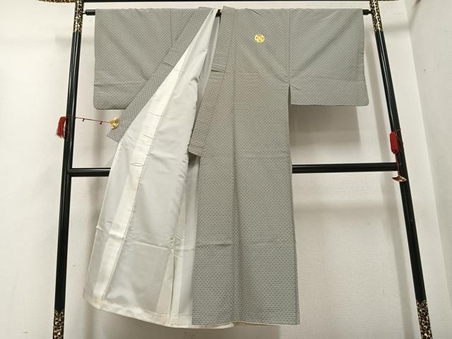 平和屋着物●男性　色紋付・羽織セット　青海波　正絹　逸品　AABI4805ph