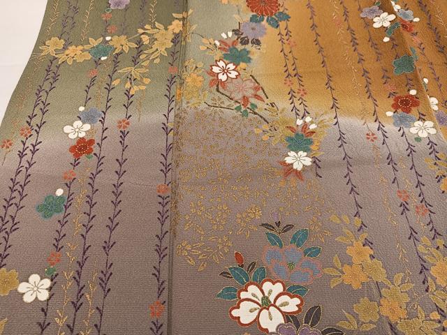 平和屋着物●訪問着　枝花文　暈し染め　金彩　正絹　逸品　AABI4808ph