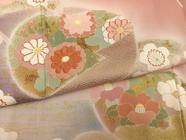 平和屋着物●京友禅の第一人者　松井青々　訪問着　駒刺繍　枝花文　暈し染め　金銀彩　正絹　逸品　未使用　AABI4811ph