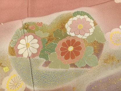 平和屋着物●京友禅の第一人者　松井青々　訪問着　駒刺繍　枝花文　暈し染め　金銀彩　正絹　逸品　未使用　AABI4811ph
