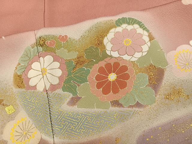 平和屋着物●京友禅の第一人者　松井青々　訪問着　駒刺繍　枝花文　暈し染め　金銀彩　正絹　逸品　未使用　AABI4811ph