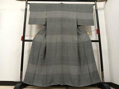 平和屋着物●江戸小紋　訪問着　草花文　黒地　正絹　逸品　AABI4813ph
