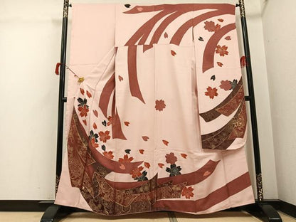 平和屋着物●豪華振袖　寿光織　桜　鳳凰吉祥花文　金彩　正絹　逸品　未使用　AABI4819ph