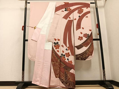 平和屋着物●豪華振袖　寿光織　桜　鳳凰吉祥花文　金彩　正絹　逸品　未使用　AABI4819ph