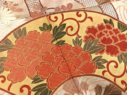 平和屋着物●豪華振袖　駒刺繍　地紙立波草花文　金彩　鈴乃屋扱い　正絹　逸品　AABI4821ph