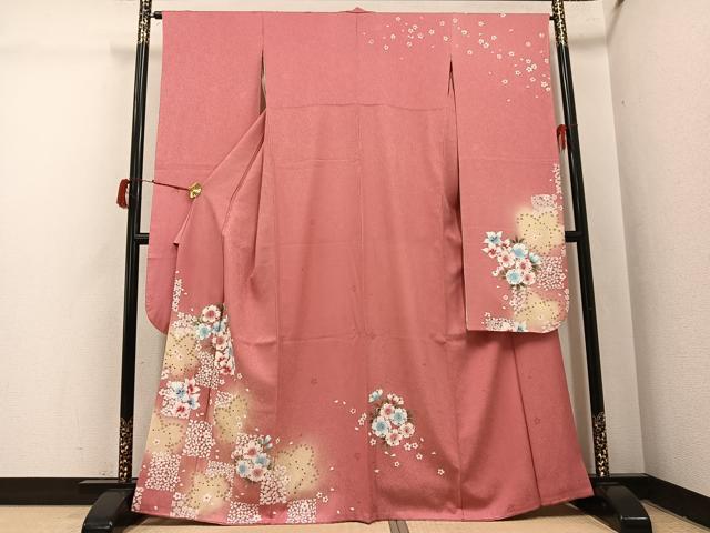 平和屋着物●豪華振袖　舞桜文　暈し染め　金彩　正絹　逸品　AABI4822ph