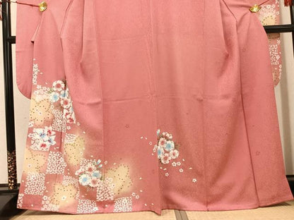 平和屋着物●豪華振袖　舞桜文　暈し染め　金彩　正絹　逸品　AABI4822ph