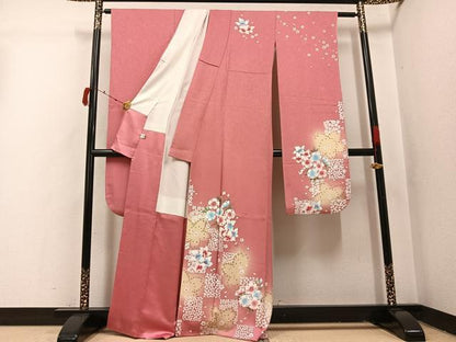平和屋着物●豪華振袖　舞桜文　暈し染め　金彩　正絹　逸品　AABI4822ph