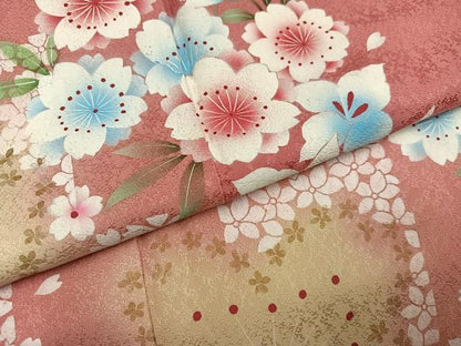 平和屋着物●豪華振袖　舞桜文　暈し染め　金彩　正絹　逸品　AABI4822ph