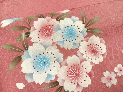平和屋着物●豪華振袖　舞桜文　暈し染め　金彩　正絹　逸品　AABI4822ph