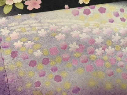平和屋着物●豪華振袖　駒刺繍　雪輪舞桜文　暈し染め　金彩　正絹　逸品　AABI4823ph