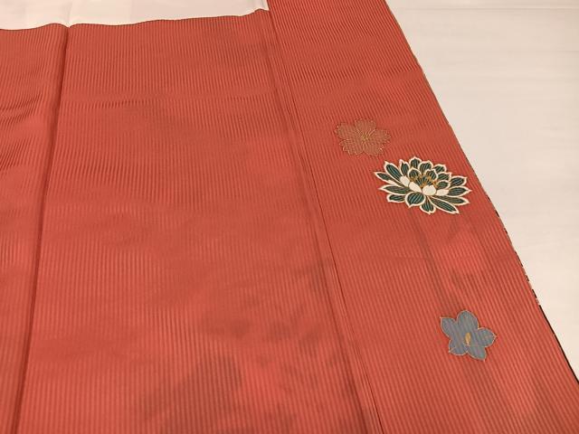 平和屋着物●豪華振袖　刺繍　草花舞蝶文　金銀彩　正絹　逸品　AABI4825ph