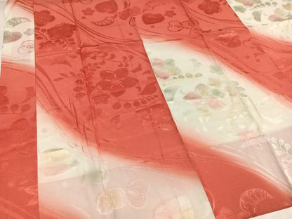 平和屋着物●振袖用長襦袢　無双仕立て　辻が花地紋　暈し染め　半衿刺繍　正絹　逸品　AABI4826ph