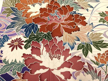 平和屋着物●豪華振袖　友禅　流水吉祥草花文　暈し染め　正絹　逸品　AABI4828ph