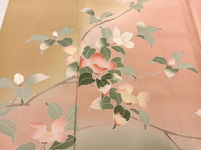 平和屋着物●訪問着　友禅　作家物　枝花文　暈し染め　正絹　逸品　AABI4830ph
