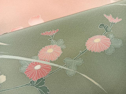 平和屋着物●訪問着　友禅　作家物　枝花文　暈し染め　正絹　逸品　AABI4830ph
