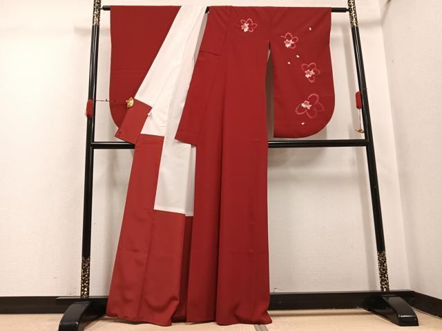 平和屋着物●小振袖　二尺袖　刺繍　舞桜文　金糸　AABI4831ph