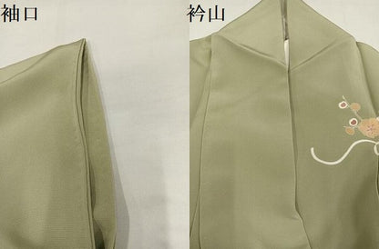 平和屋着物●訪問着　友禅　駒刺繍　草花文　金彩　正絹　逸品　AABI4833ph