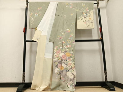 平和屋着物●訪問着　友禅　作家物　松月　枝花文　正絹　逸品　AABI4834ph