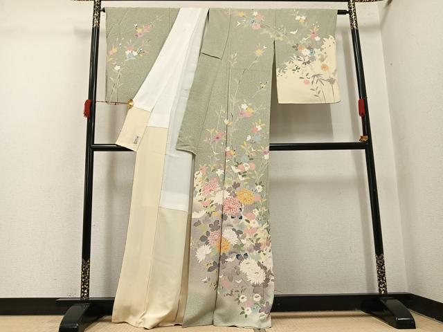平和屋着物●訪問着　友禅　作家物　松月　枝花文　正絹　逸品　AABI4834ph