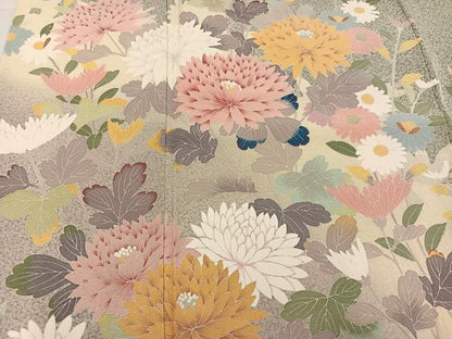 平和屋着物●訪問着　友禅　作家物　松月　枝花文　正絹　逸品　AABI4834ph