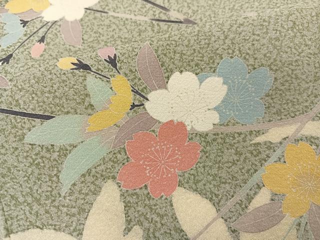 平和屋着物●訪問着　友禅　作家物　松月　枝花文　正絹　逸品　AABI4834ph