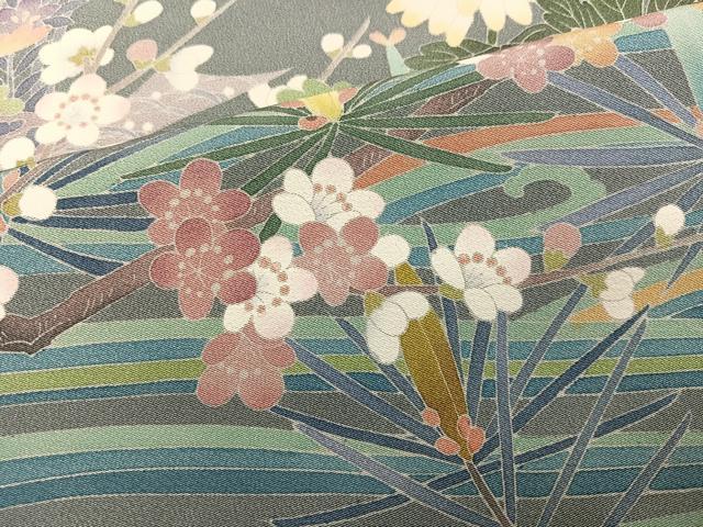 平和屋着物●訪問着　友禅　作家物　武　枝花文　正絹　逸品　AABI4838ph