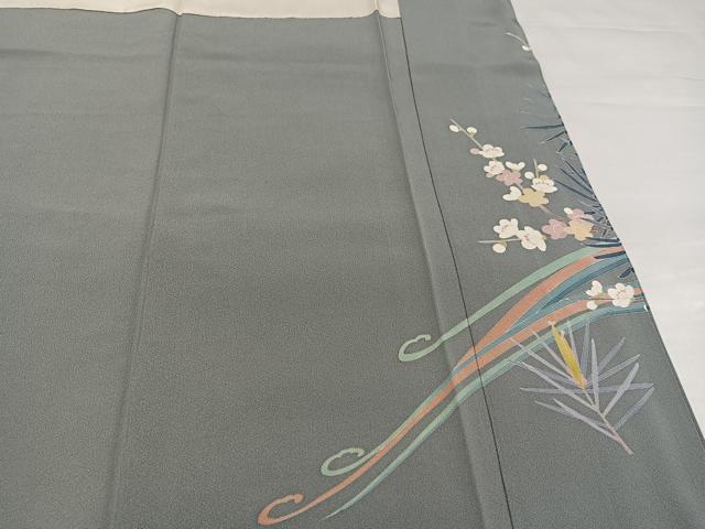 平和屋着物●訪問着　友禅　作家物　武　枝花文　正絹　逸品　AABI4838ph