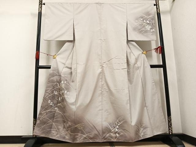 平和屋着物●本場大島紬　染大島　訪問着　手描き　草花文　暈し染め　金彩　正絹　逸品　AABI4839ph