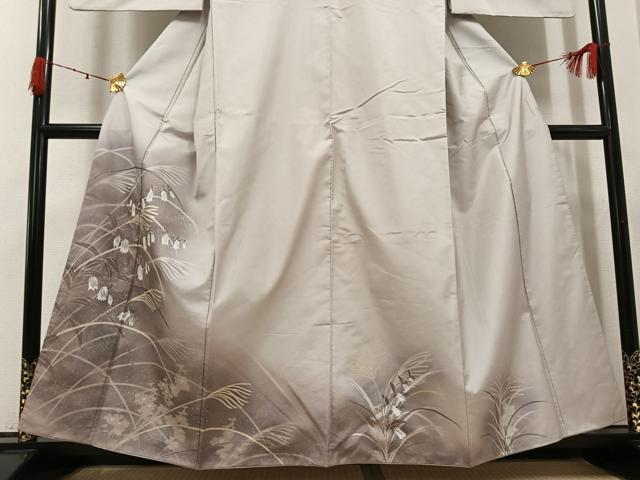 平和屋着物●本場大島紬　染大島　訪問着　手描き　草花文　暈し染め　金彩　正絹　逸品　AABI4839ph