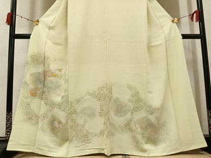 平和屋着物●訪問着　刺繍　草花文　暈し染め　正絹　逸品　AABI4841ph