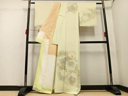 平和屋着物●訪問着　刺繍　草花文　暈し染め　正絹　逸品　AABI4841ph